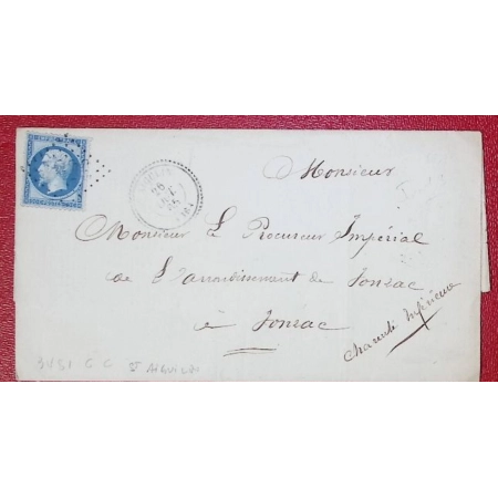 N°22 GC 3481 ST AIGUILLON CHARENTE INFERIEURE CAD TYPE POUR JARNAC LETTRE COVER FRANCE