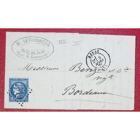 N°46B BLEU FONCE GC 2619 NERAC LOT ET GARONNE POUR BORDEAUX LETTRE COVER FRANCE