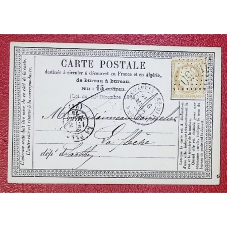 N°55 GC 4650 LAVAVEIX LES MINES CREUSE POUR LA FLECHE CARTE PRECURSEUR 1875 LETTRE COVER FRANCE