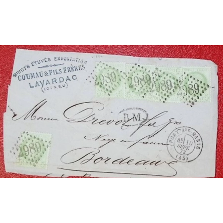 N°53 X5 GC 2989 PORT STE MARIE BM LAVARDAC POUR BORDEAUX DEVANT DE LETTRE FRONT COVER FRANCE
