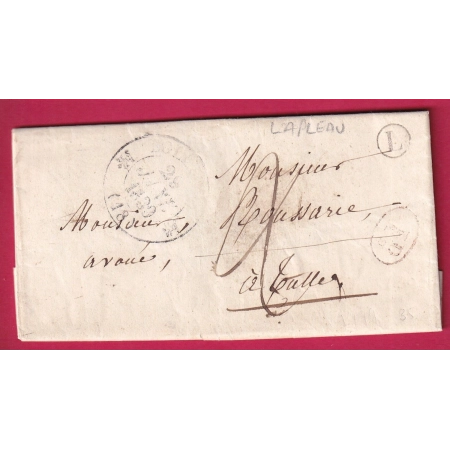 CAD TYPE 12 EGLETONS CORREZE DECIME RURAL BOITE RURALE L LAPLEAU POUR TULLES 1839 LETTRE COVER