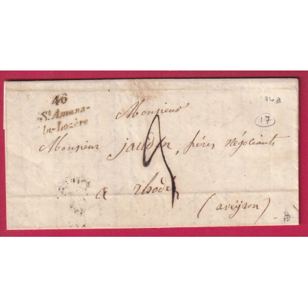 CURSIVE 46 ST AMANS LA LOZERE INDICE 17 POUR RODEZ AVEYRON LETTRE COVER