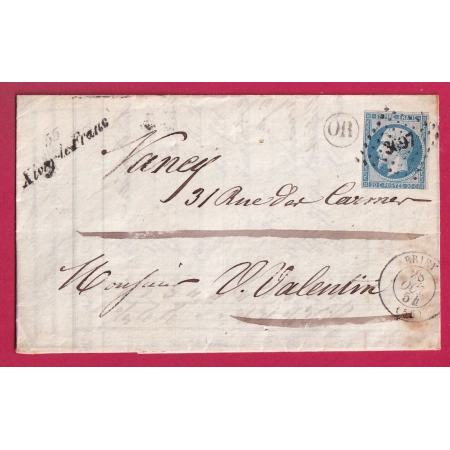 N°14 CURSIVE 55 XIVRY LE FRANC MOSELLE PC 3697 T15 BRIEY OR MAINBOTTEL POUR NANCY LETTRE COVER