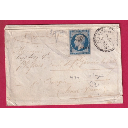 N°14 PC 2974 ST AMANS LA LOZERE CAD TYPE 12 INDICE 17 POUR LIMOGES HAUTE VIENNE LETTRE COVER