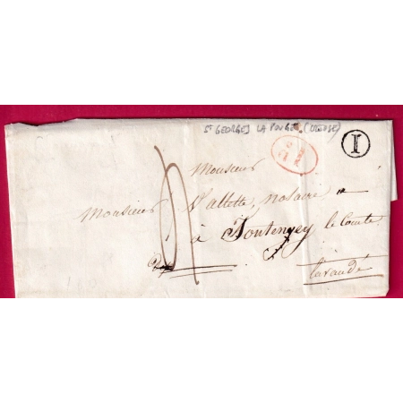 BOITE RURALE SEULE + DECIME RURAL ST GEORGES LA POUGE CREUSE POUR FONTENAY LE COMTE VENDEE LETTRE COVER FRANCE