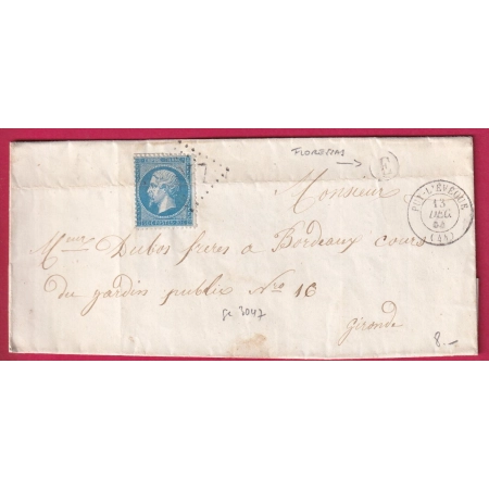 N°22 GC 3047 PUY L'EVEQUE LOT BOITE RURALE E FLORESSAS POUR BORDEAUX LETTRE COVER