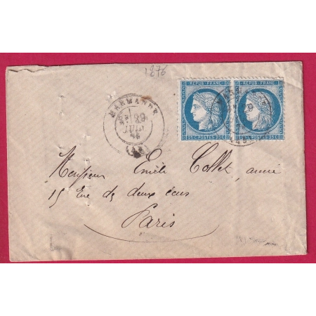 N°60 PAIRE CAD TYPE 17 MARMANDE POUR PARIS LETTRE COVER