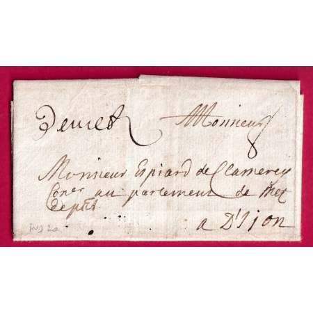 MARQUE MANUSCRIT DE METZ MOSELLE 1700 POUR DIJON COTE D'OR LETTRE COVER FRANCE