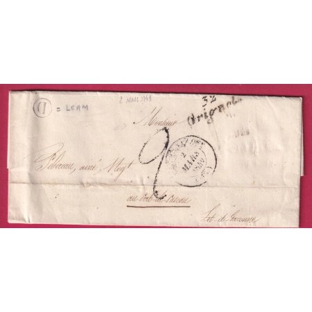 CURSIVE 32 GRIGNOLS GIRONDE BOITE RURALE D LERM POUR PORT DE PASCAU LOT ET GARONNE LETTRE COVER FRANCE