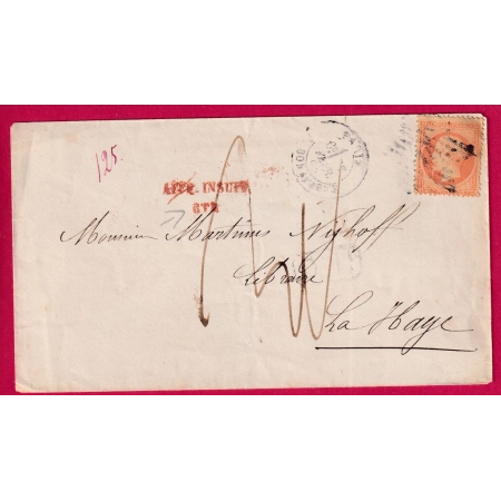 N°23 PARIS R BONAPARTE TAXE AFFR INSUFF ETRANGER LA HAYE PAYS BAS TAXE MANUSCRIT 40 GRAVENHAGE LETTRE FRANCE