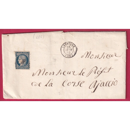 N°4 PC 685 CERVIONNE CORSE POUR AJACCIO LETTRE FRANCE