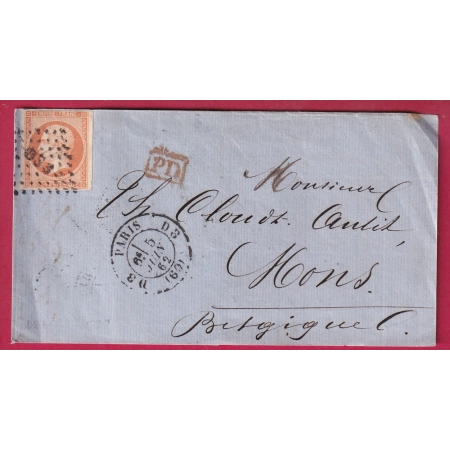 N°16 PARIS D3 60 D3 LOSANGE DS3 POUR MONS BELGIQUE LETTRE FRANCE