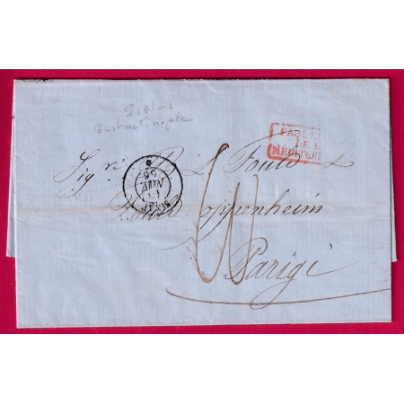 PAQUEBOT POSTE SINAI 1856 TEXTE DE CONSTANTINOPLE TURQUIE TURKEY POUR PARIS TAXE 10 LETTRE FRANCE