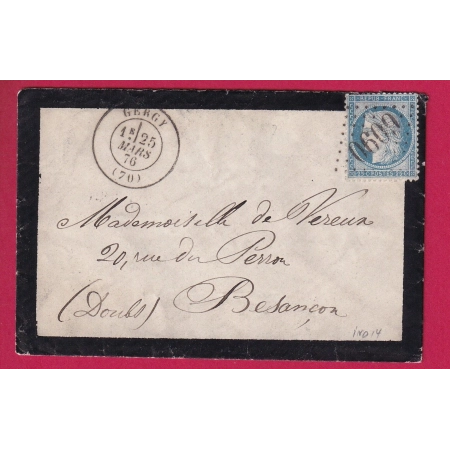 N°60 GC 6090 GERGY SAONE ET LOIRE POUR BESANCON DOUBS LETTRE COVER