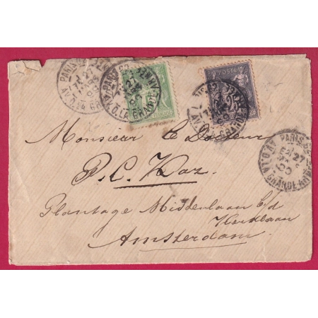 N°106 97 LEVEE EXCEPTIONNELLE PARIS 82 AV DE LA GRANDE ARMEE LEVEE E2 POUR AMSTERDAM PAYS BAS LETTRE COVER