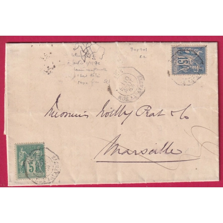 N°75 101 LEVEE EXCEPTIONNELLE PARIS RUE LAFAYETTE LEVEE E1 POUR MARSEILLLE LETTRE COVER