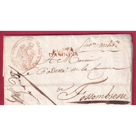 ARMEE ITALIE ANCONA 1811 COMMISSAIRE DES GUERRES ALBERTI POUR FOSSOMBRONE LETTRE FRANCE