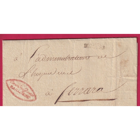 ARMEE ITALIE BOLOGNE BOLOGNA COMMISSAIRE DES GUERRES BARADERE 1806 POUR FERRARA FRANCHISE LETTRE FRANCE
