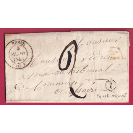 CAD TYPE 14 BESSE PUY DE DOME BOITE RURALE I EGLISE NEUVE POUR ISSOIRE 1845 LETTRE FRANCE