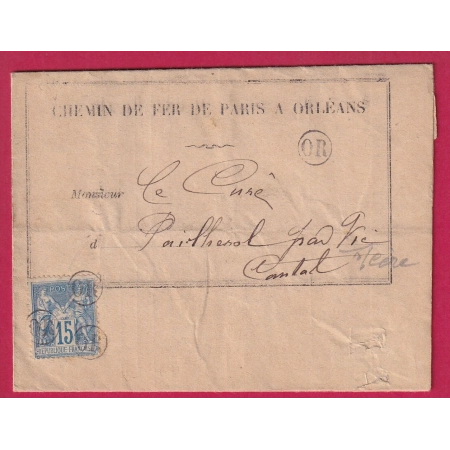 N°90 OBLITERATION OR PAILHEROLS VIC SUR CERE CANTAL POUR PAILHEROLS 1892 LETTRE FRANCE
