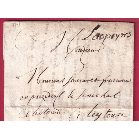 MARQUE MANUSCRIT LASPEYRES LOT ET GARONNE 1741 LENAIN N°1 INDICE 15 POUR LECTOURE GERS LETTRE FRANCE