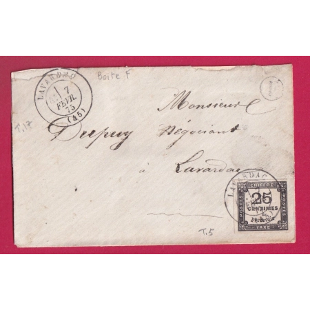 TIMBRE TAXE N°5A CAD TYPE 17 LAVARDAC LOT ET GARONNE BOITE R POUR LAVARDAC LETTRE COVER