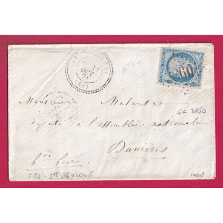 N°60 GC 3860 CAD TYPE 24 STE SIGOLENE HAUTE LOIRE POUR DUNIERES INDICE 13 LETTRE COVER