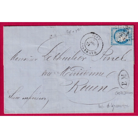 N°60 GC MARMANDE LOT ET GARONNE BM CASTELJALOUX PAPIER FILIGRANE POUR ROUEN  LETTRE FRANCE