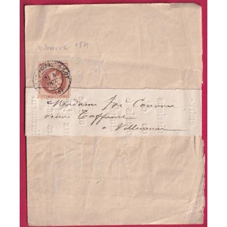N°26 SEUL SUR IMPRIME LOCAL VILLENEUVE SUR LOT 1871 DOCUMENT JAMAIS OUVERT LETTRE FRANCE