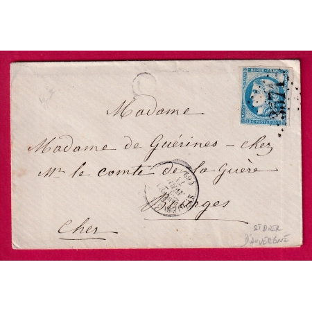 N°45C GC 3571 ST DIER D'AUVERGNE PUY DE DOME POUR BOURGES CHER LETTRE COVER