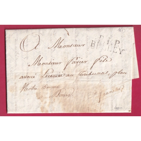 MARQUE P1P BELLEY AIN 1813 POUR BOURG EN BRESSE INDICE 11 LETTRE FRANCE