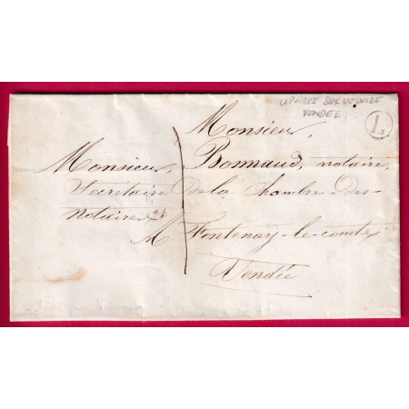 BOITE RURALE SEULE LA POIREE SUR VELUIRE VENDEE TAXE LOCALE 1 FONTENAY LE COMTE 1855 LETTRE FRANCE