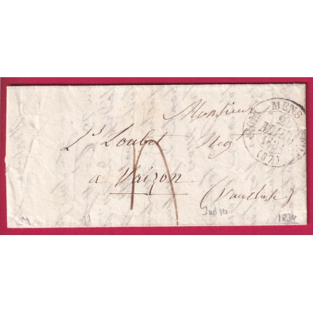CAD TYPE 11 MENS ISERE POUR VAISON VAUCLUSE 1834 INDICE 10 LETTRE COVER FRANCE