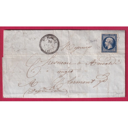N°14 PC 3064 CAD TYPE 22 STE FLORINE HAUTE LOIRE POUR CLERMONT FERRAND INDICE 14 LETTRE COVER FRANCE