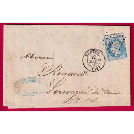 N°22 VARIETE PIQUAGE A CHEVAL ET DECALE GC 2604 NANTES LETTRE COVER FRANCE