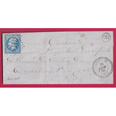 N°22 GC 3110 CAD TYPE 22 REMUZAT DROME + OR POUR TOULON VAR LETTRE FRANCE