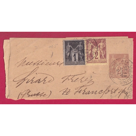 ENTIER SAGE BANDE DE JOURNAL 2C + 83 85 AIX LES BAINS SAVOIE FRANCFORT PRUSSE ALLEMAGNE LETTRE COVER FRANCE