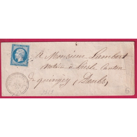 N°14 PC 2529 CAD TYPE 22 PONTCHARTRAIN SEINE ET OISE POUR QUINCEY DOUBS INDICE 14 LETTRE COVER FRANCE