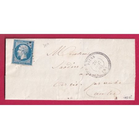 N°14 PC 3914 PAYNS AUBE CAD TYPE 22 POUR ARCIS SUR AUBE INDICE 18 LETTRE COVER FRANCE