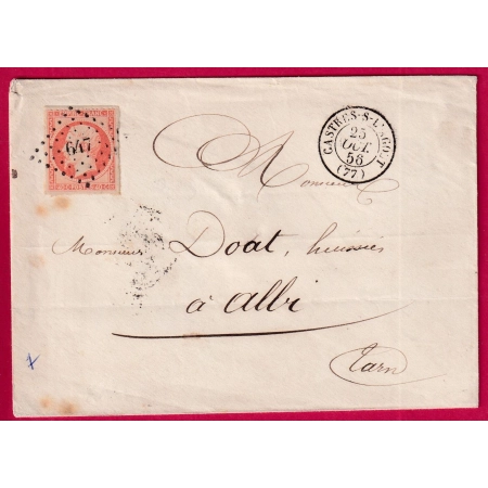 N°16 TTB / SUP PC 647 CASTRES TARN POUR ALBI LETTRE COVER FRANCE