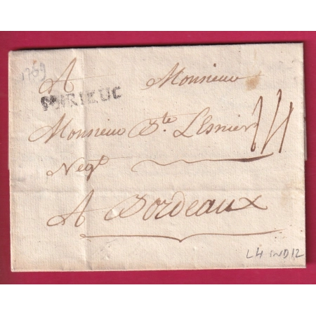 MARQUE ST BRIEUC COTES DU NORD LENAIN N°4 INDICE 12 POUR BORDEAUX LETTRE COVER