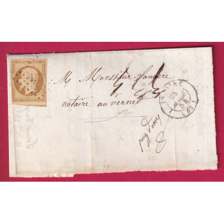 N°9 BISTRE BRUN PC 1568 ISSOIRE PUY DE DOME POUR LE VERNET LETTRE COVER