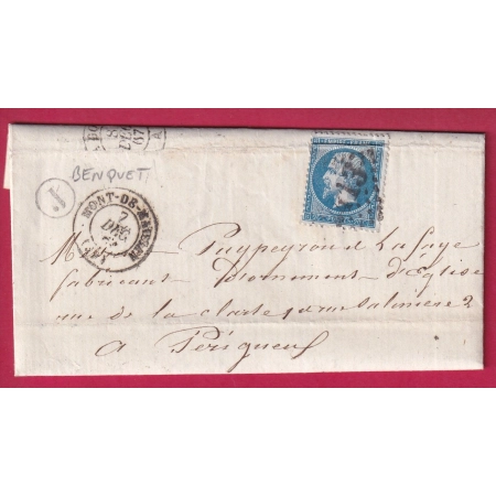 N°22 GC 2413 MONT DE MARSAN LANDES BOITE RURALE J BENQUET POUR PERIGUEUX DORDOGNE LETTRE COVER