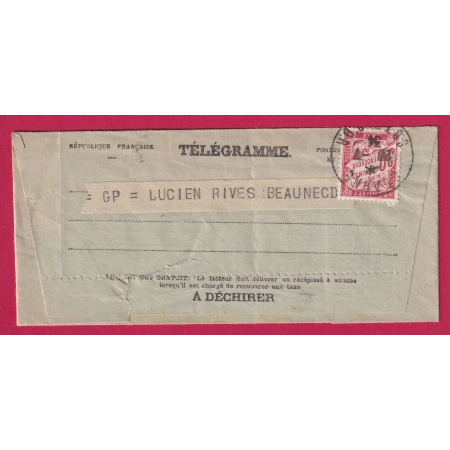 TELEGRAMME TAXE 30C DUVAL ROUGE BEAUNE COTE D'OR 1934 LETTRE COVER