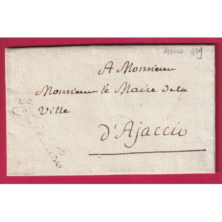 FRANCHISE PREFET DE LA CORSE AJACCIO 1829 POUR AJACCIO LETTRE COVER