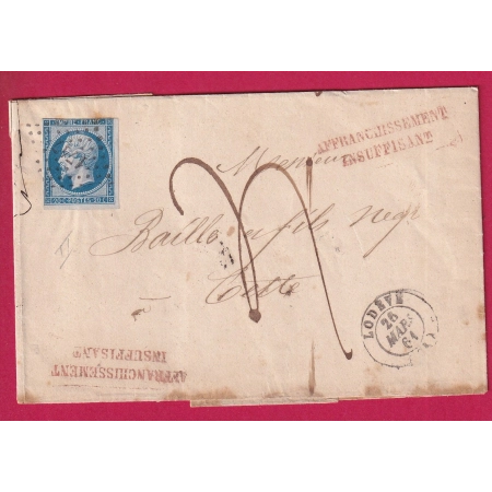 N°14 PC 1747 LODEVE HERAULT GRIFFE FABRICATION LOCALE AFFRANC INSUFF POUR CETTE TAXE MANUSCRIT 4 LETTRE COVER