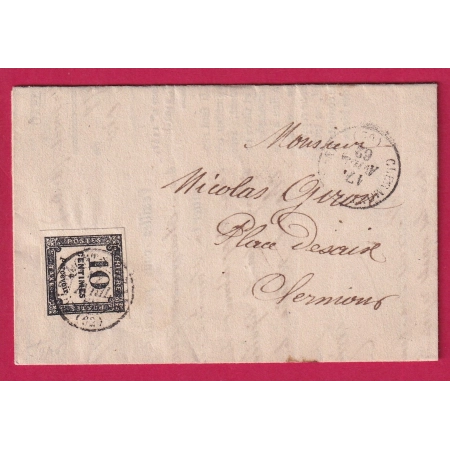 TIMBRE TAXE N°2 TTB CAD T15 CLERMONT FERRAND PUY DE DOME 1862 POUR CLERMONT LETTRE COVER