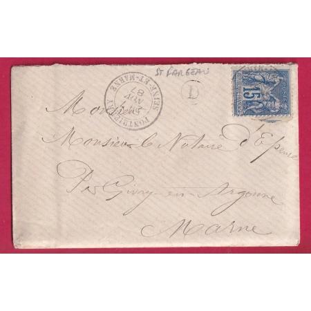 N°90 PONTHIERRY SEINE ET MARNE BOITE RURALE D ST FARGEAU POUR EPENSE MARNE LETTRE