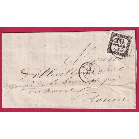 TAXE N°2 CAD ROUEN SEINE INFERIEURE POUR ROUEN CHEMIN DE FER DE L'OUEST LETTRE COVER FRANCE