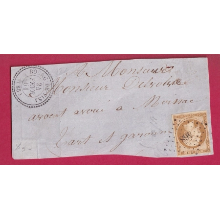 N°13B BISTRE BRUN PC 468 BOURG DE VISA TARN ET GARONNE CAD TYPE 22 MOISSAC DEVANT DE LETTRE COVER FRANCE